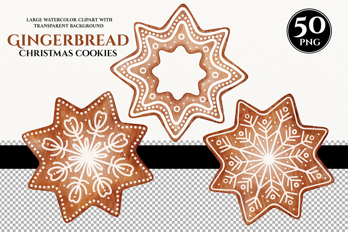 50 Watercolor Christmas Gingerbread, a Decorative Illustration by KarinkaBU (Photo 8 of 8)