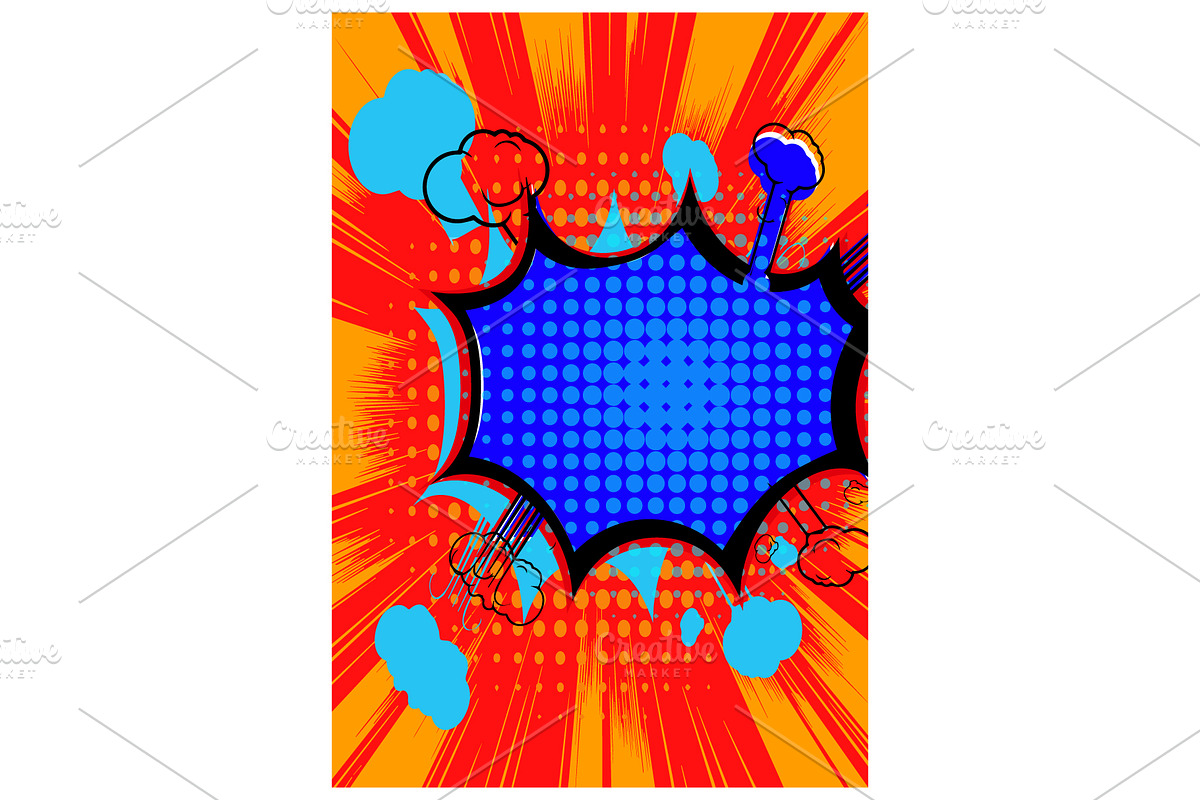 Pop Art Comic Book Cover Template, a Background Graphic by TrueVector