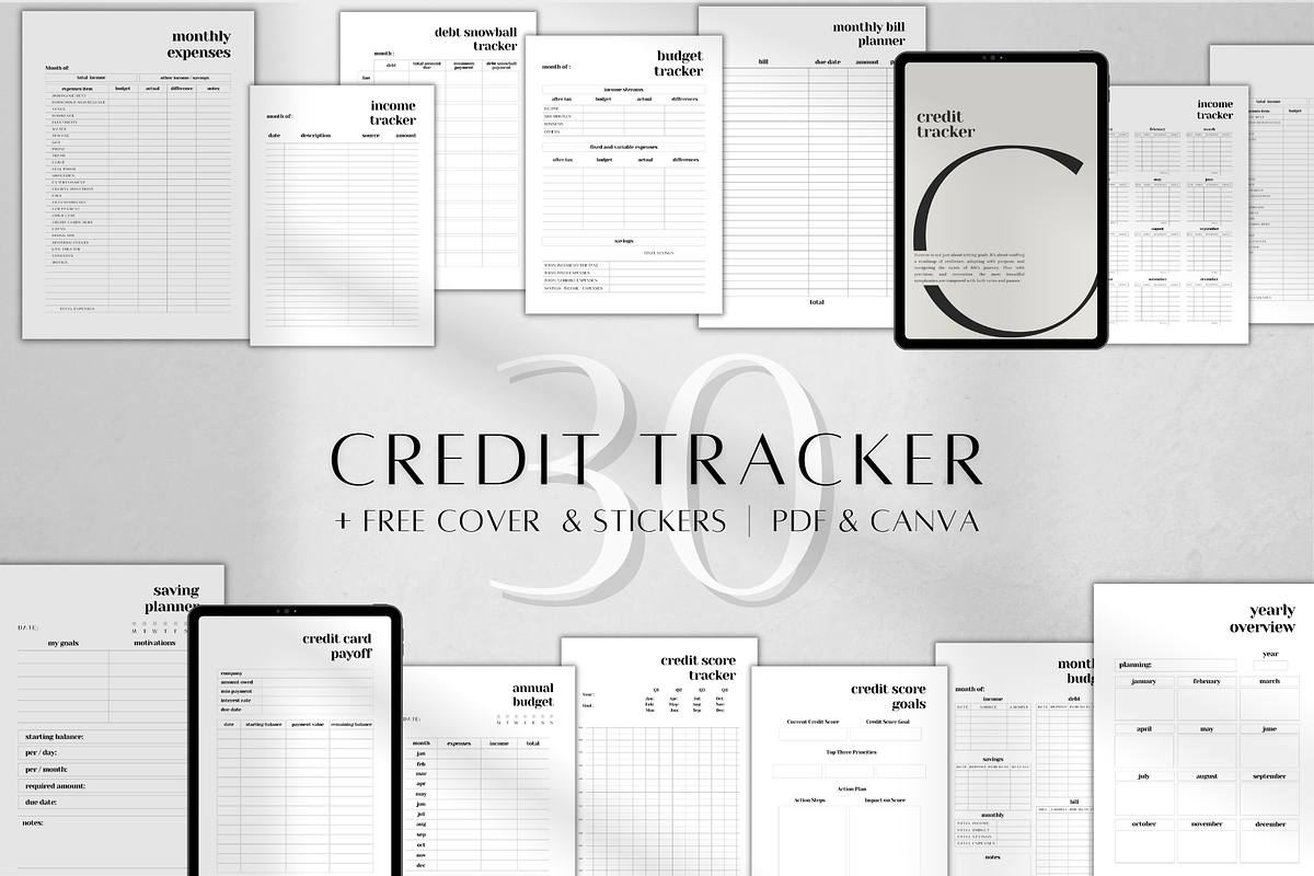 Digital Canva Credit Tracker, a Stationery Template by BRANDcontent (Photo 1 of 6)
