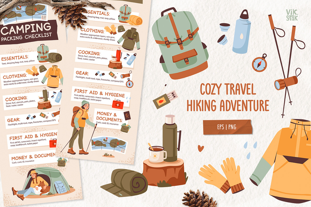 Cozy Travel & Hiking Adventure, a Sport Illustration by vik.stock (Photo 1 of 4)