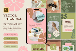 Matisse Botanical Social Media Kit, a Social Media Template by Lettering_Logo