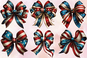 Patriotic USA Bow Clipart Bundle, an Illustration by SVGArt (Thumbnail 2 of 9)