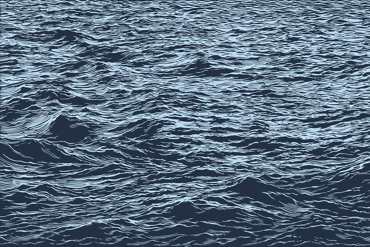 Sea waves. Vector engraving., an Illustration by Vector Engraving (Photo 2 of 2)