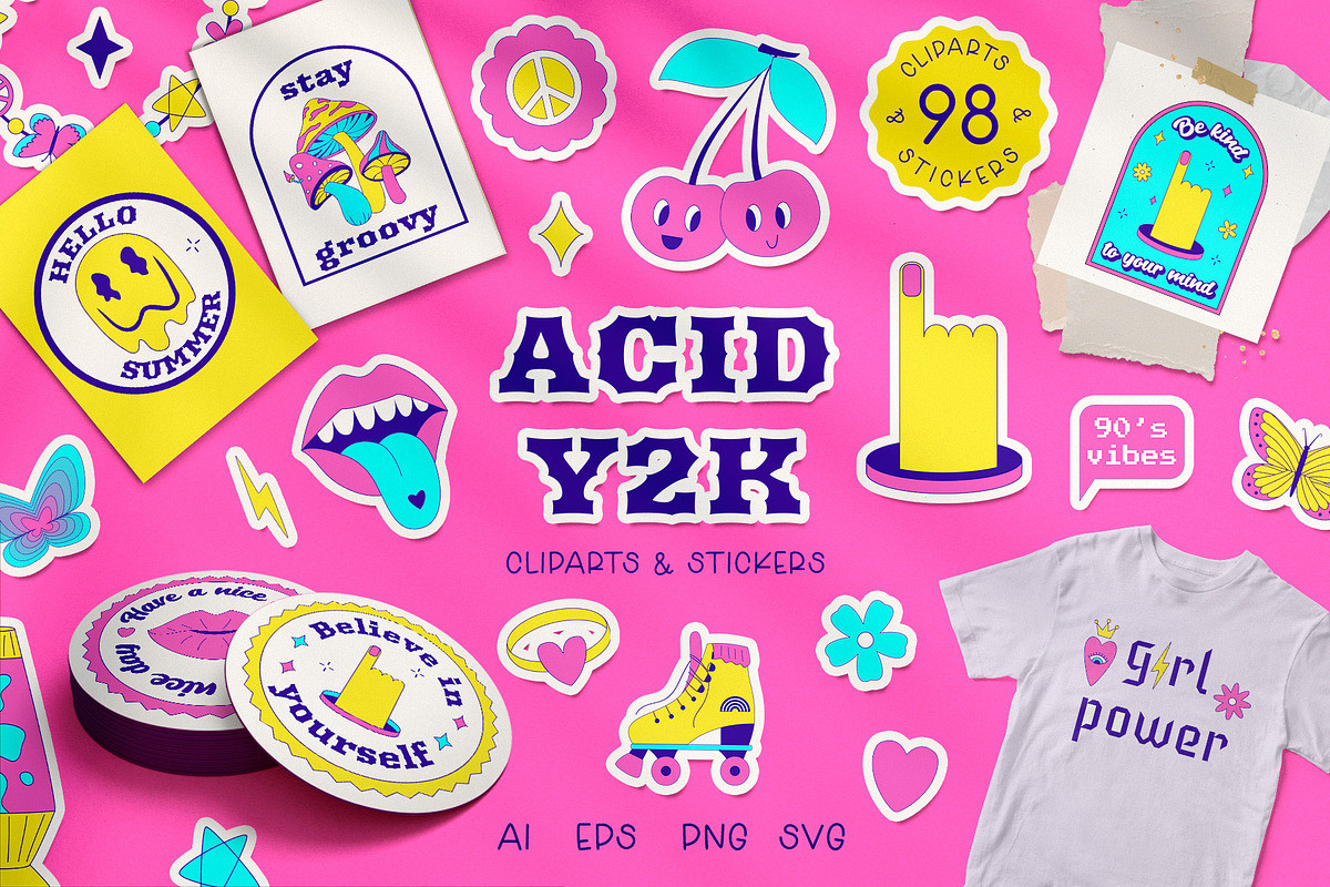 98 Acid y2k elements & stickers, an Illustration by Valeria Soloveva (Photo 1 of 8)