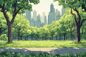 City park green trees cityscape view, a Photo by Pixeness Studio