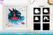 3D Papercut Dragon head with castle, a Card Template by Boo Guevara Shop (Thumbnail 1 of 3)
