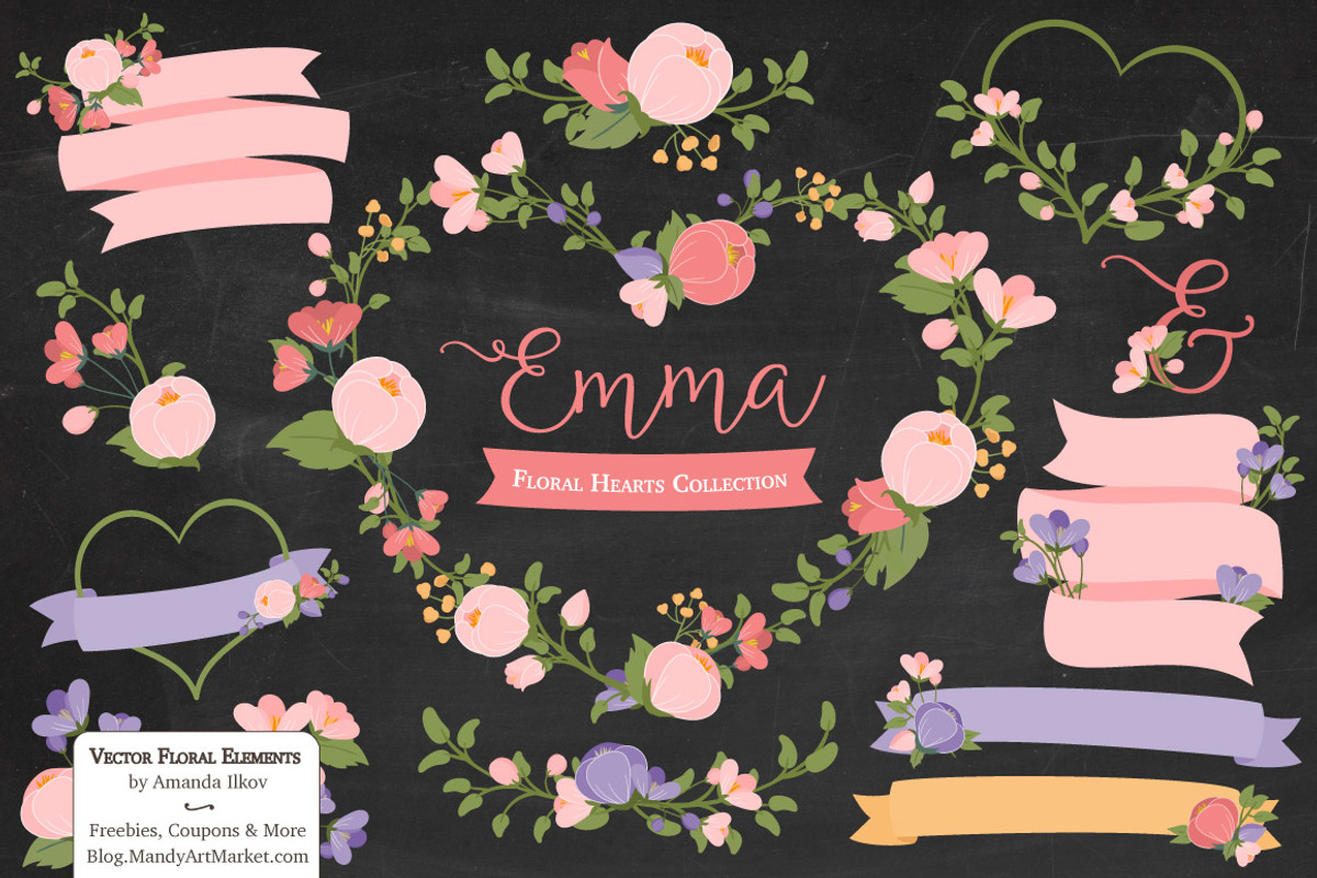 Wildflowers Heart Wreath Clipart, an Illustration by Amanda Ilkov (Photo 2 of 5)