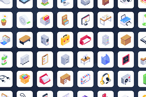 Office Supplies Isometric Icons Pack