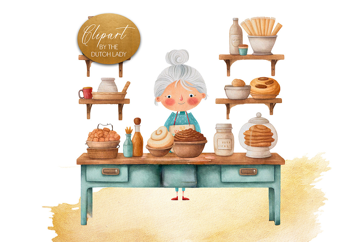 Cute Bakery Clipart Set, a Work Illustration by The Dutch Lady Designs (Photo 6 of 7)