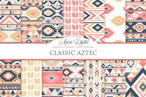 Classic Aztec Digital Paper, a Texture Graphic by Avenie Digital