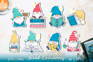 Reading Cute Gnomes Book Lovers