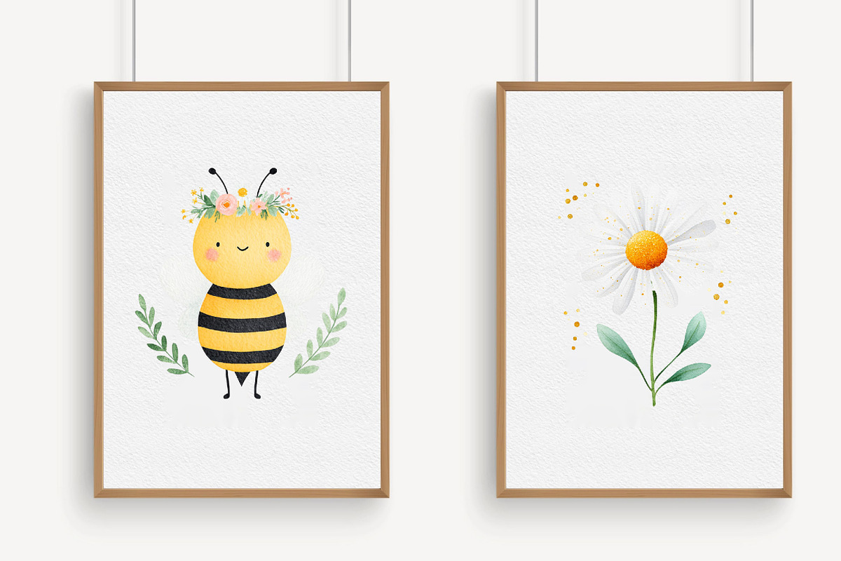 Cute Honey Bee Daisy Clipart, an Illustration by Libby Wishes (Photo 4 of 7)
