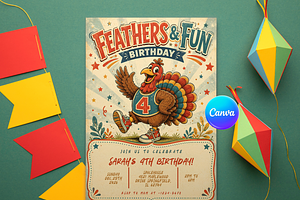 Turkey Style 4th Birthday Invitation, an Invitation Template by InvitingStorys