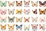 Watercolor Boho Butterfly Clipart, an Illustration by DreamCafeArt (Thumbnail 2 of 7)