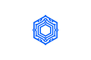 Tech Hexagon Line Art Logo, a Branding & Logo Template by Vectorium Studio