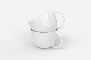 3d Two Coffee Mugs Mockup