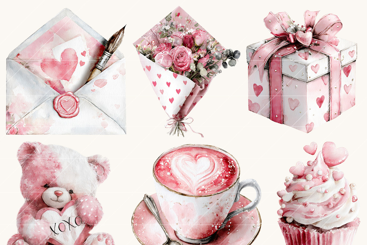 Watercolor Pink Valentines Day, a Seasonal Illustration by Design Scotch (Photo 6 of 8)