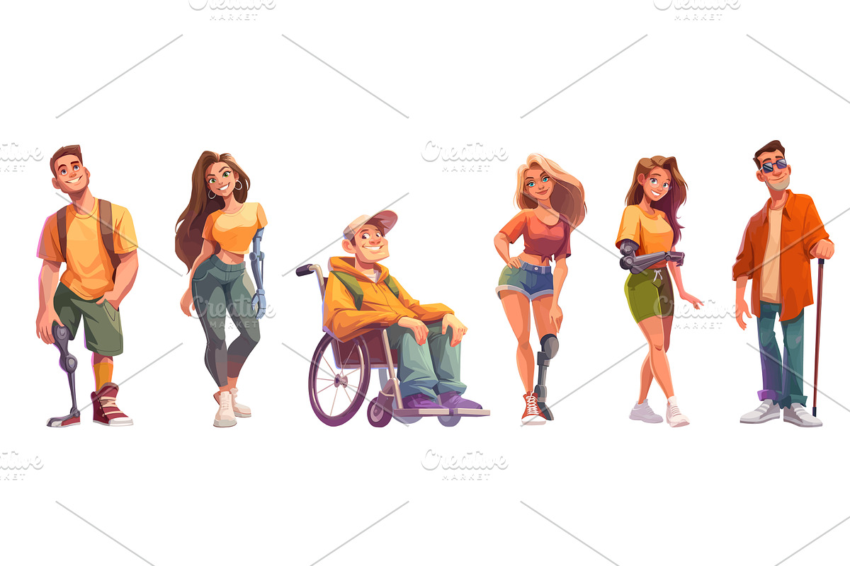Characters with disability cartoon, a Person Illustration by Stock-Smart-Start