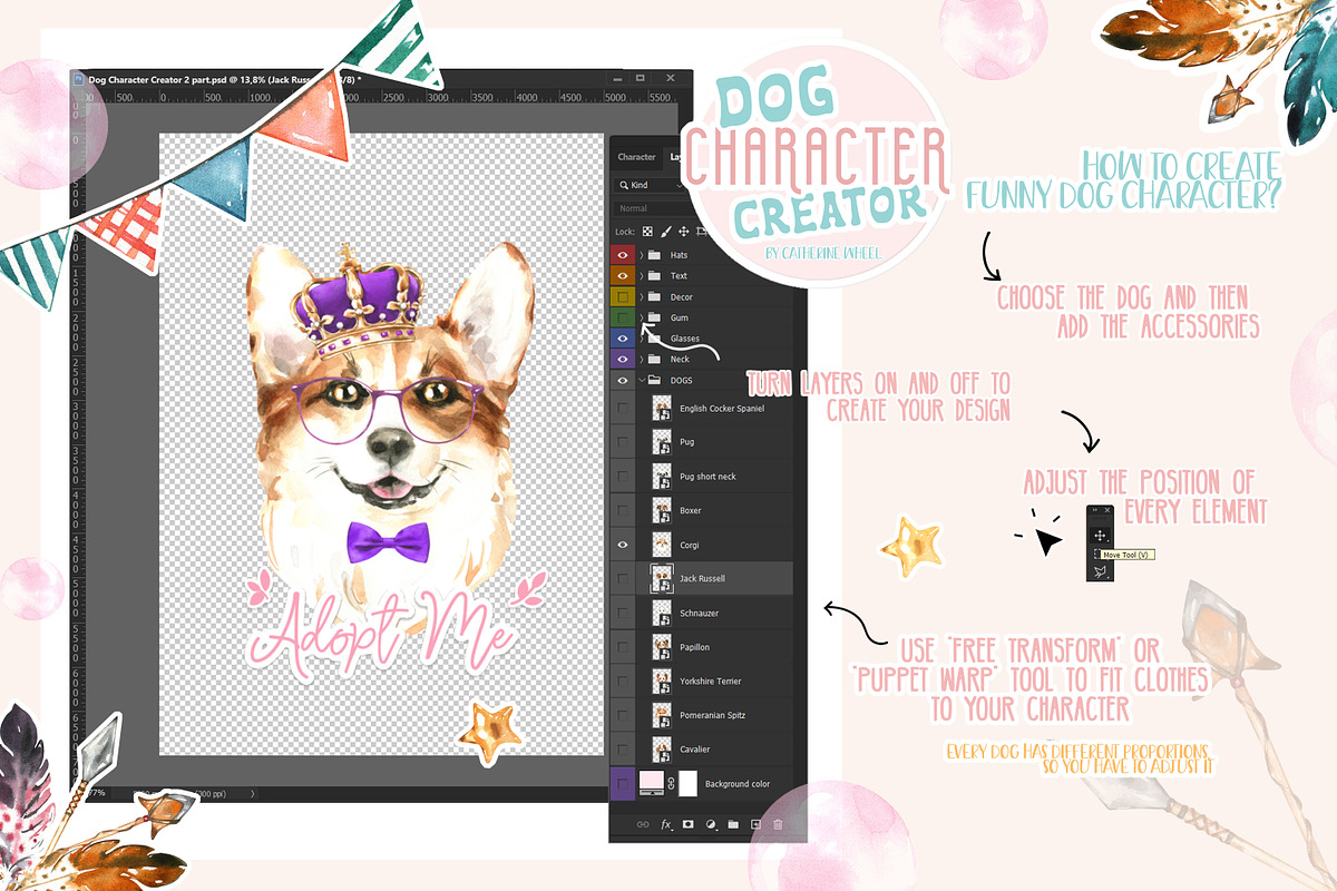 SALE Dog Character Creator Animal, an Animal Illustration by Catherine Wheel (Photo 6 of 14)