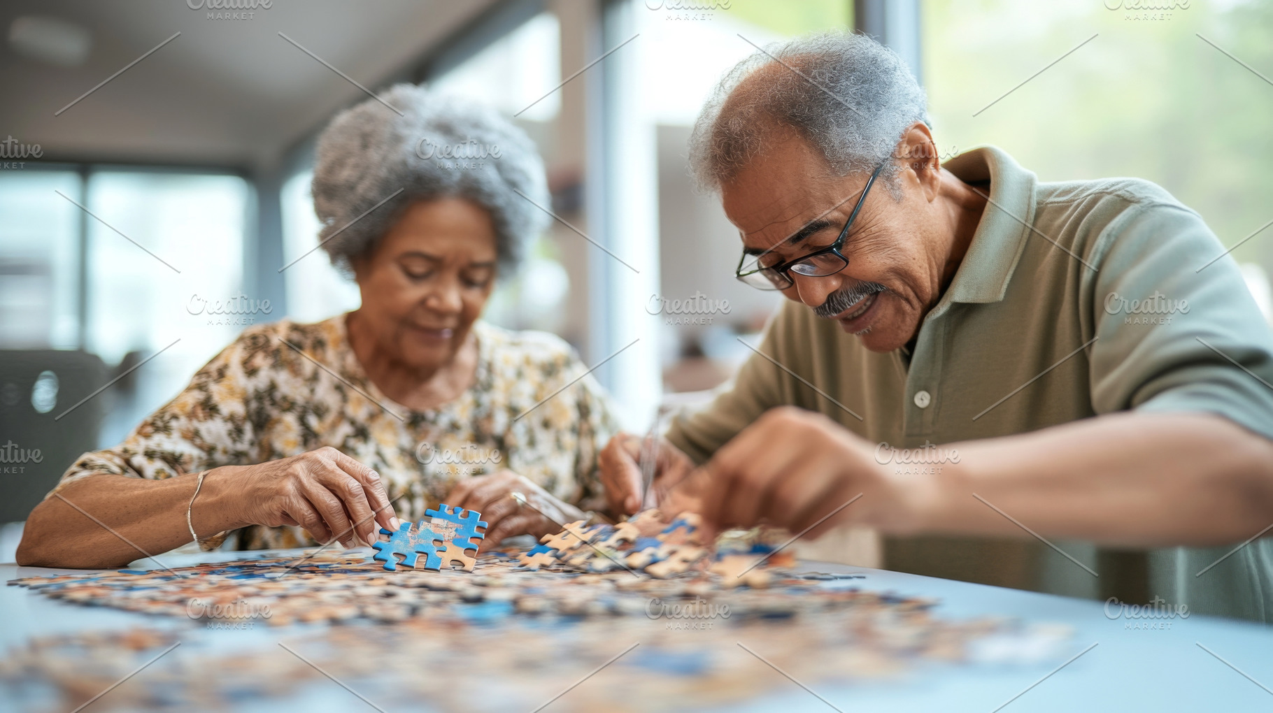 Senior African American couple focus, a Photo by Dvoevnore photos