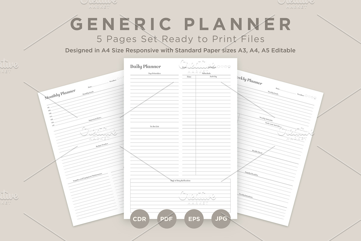 Generic Planning Pages Set V-16, a Stationery Template by shahsoft (Photo 1 of 3)