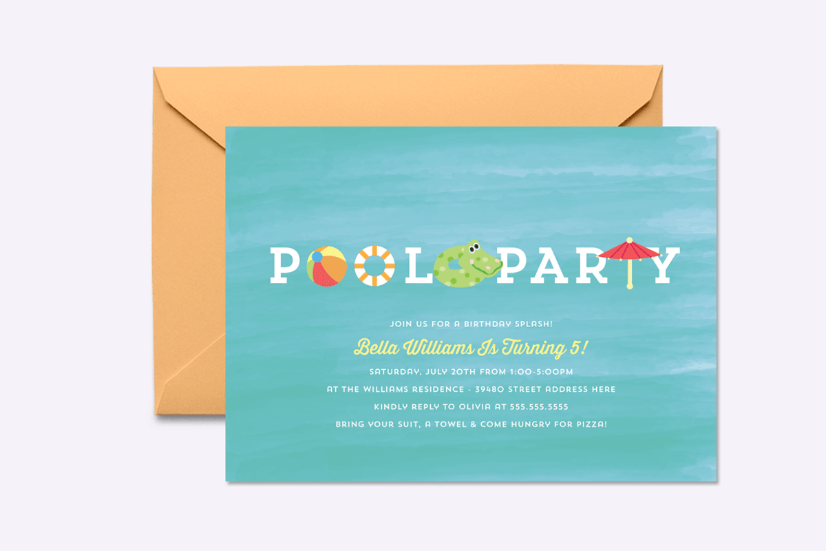 Pool Party Invite Template, an Invitation Template by origamiprints (Photo 1 of 2)