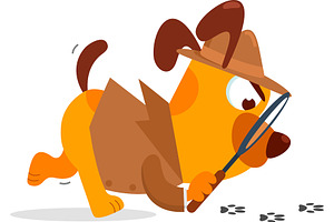 Detective Dog Cartoon Character, an Animal Illustration by HitToon