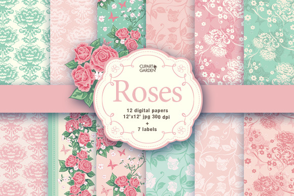 Romantic floral papers and frames. preview 6