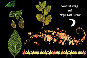 Glitter Skeleton& Lace Leaf ClipArt