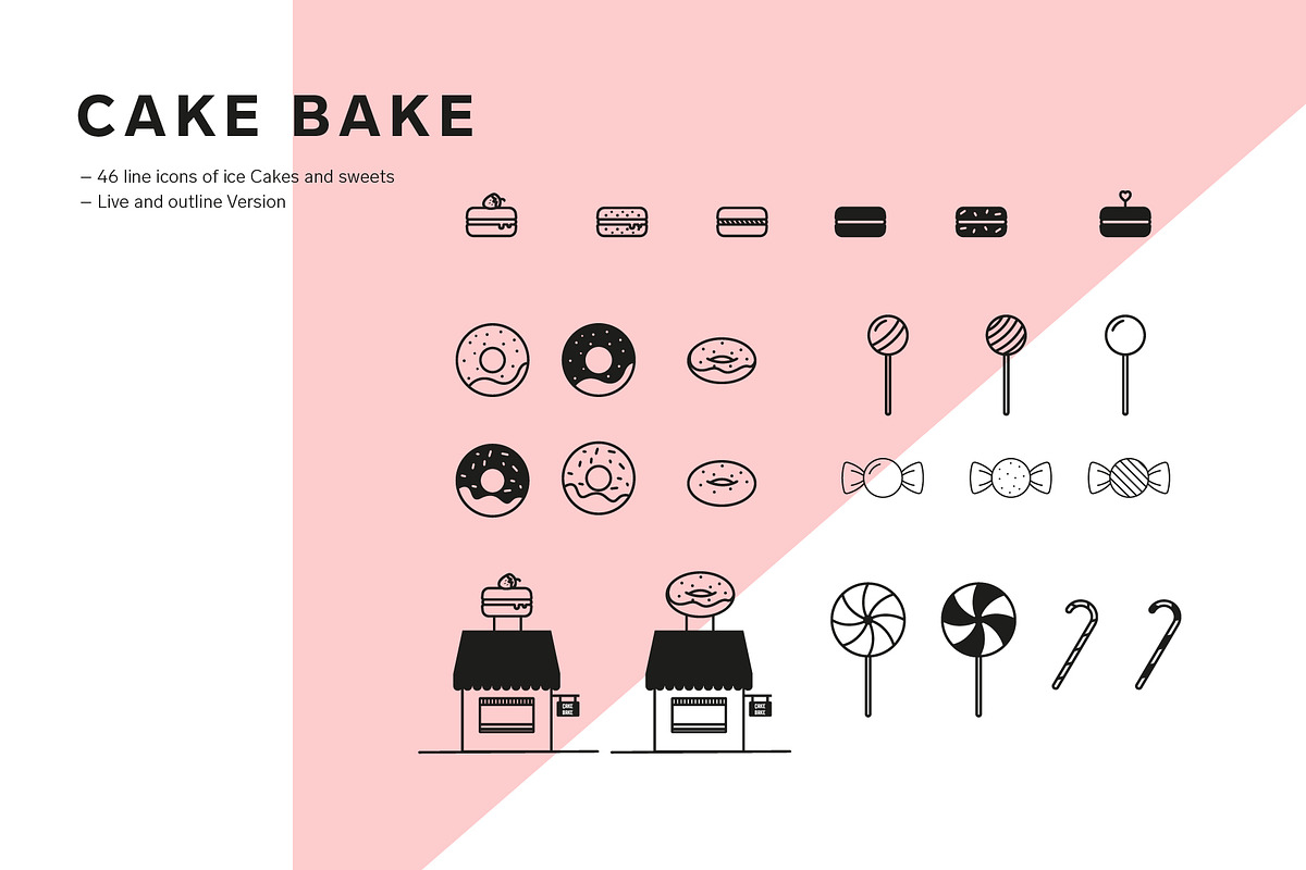 Cakes and Ice cream icon set, an Outline Icon by dicreate (Photo 4 of 10)