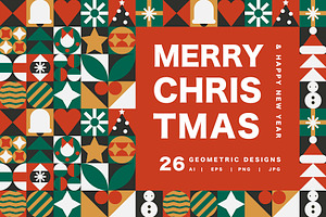Modern Christmas Mosaic Design Set, a Seasonal Illustration by Lettering_Logo