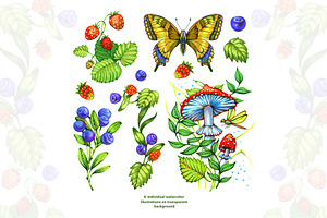 Watercolor Forest Clipart Set