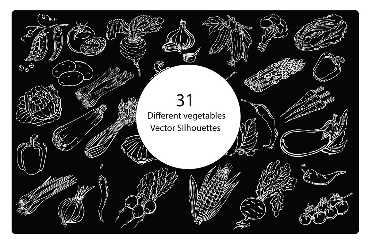 Silhouettes of different vegetables, a Food Illustration by risovanya (Photo 1 of 3)