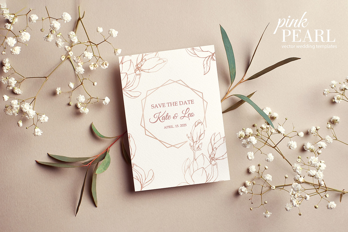 Pink Pearl wedding illustrations, an Invitation Template by L- design studio (Photo 2 of 9)