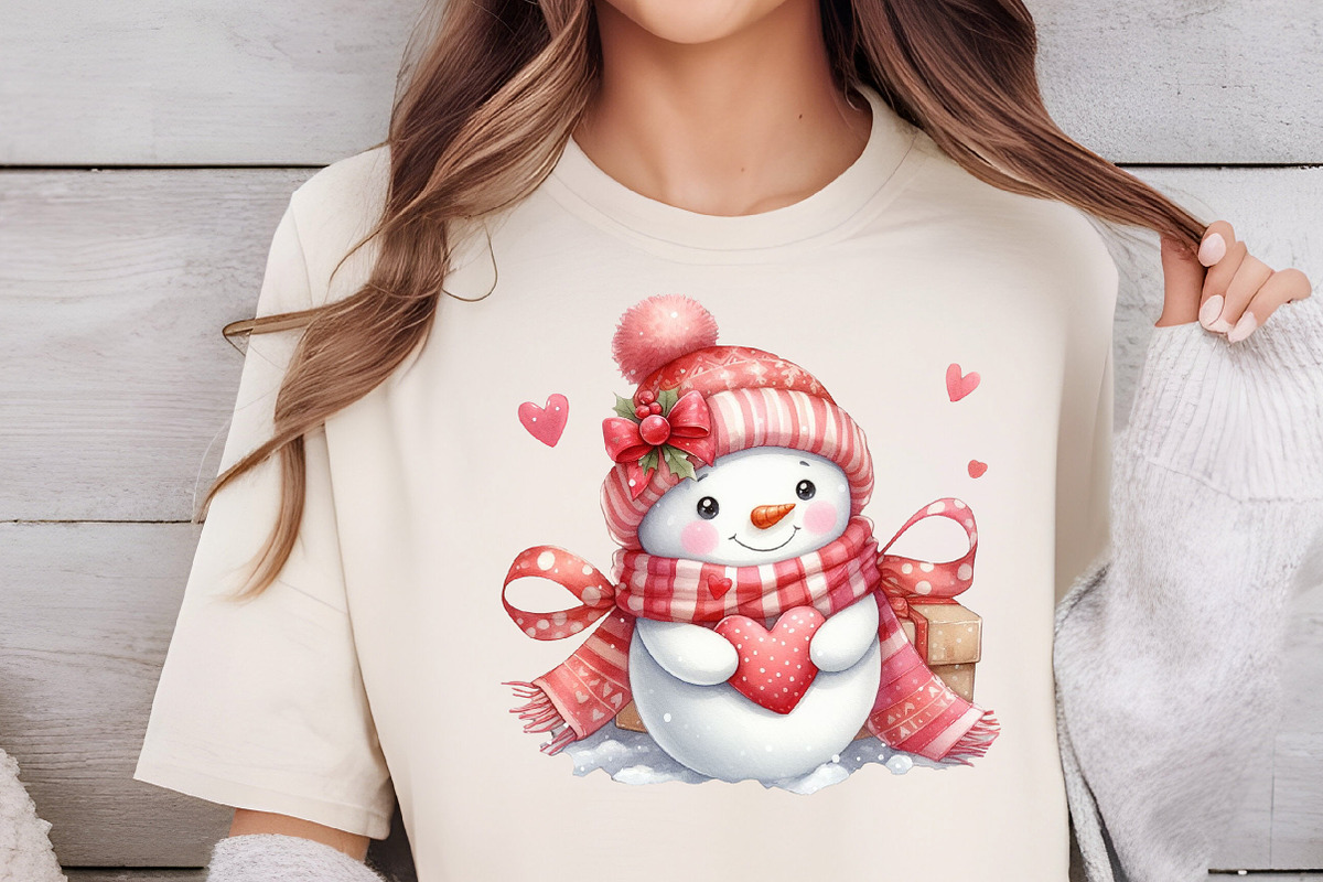 Valentine Cute Snowman Clipart, an Illustration by DreamCafeArt (Photo 5 of 6)