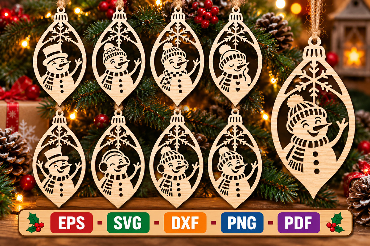 Snowman Ornament SVG Bundle, Laser, an Object Graphic by Libby Wishes (Photo 3 of 3)
