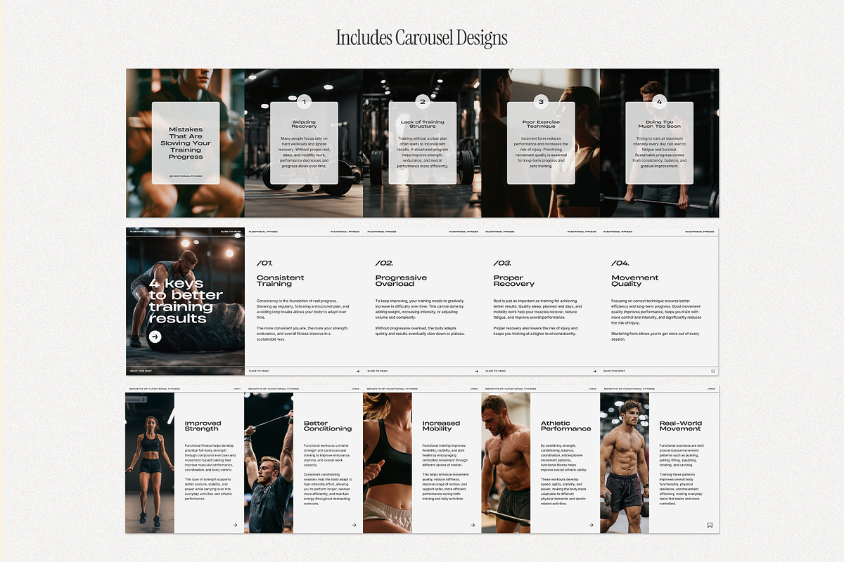 Functional Fitness Instagram Kit, a Social Media Template by Wildnun Studio