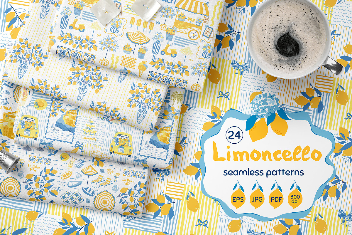 Limoncello - summer Amalfi patterns, a Pattern Graphic by Tani Kuzminka (Photo 1 of 24)