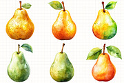 Watercolor Pear Clipart, an Illustration by Libby Wishes (Thumbnail 2 of 6)