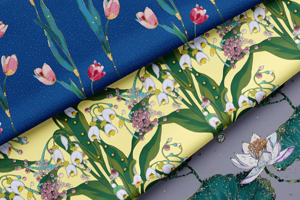 Sparkling Floral Patterns, a Pattern Graphic by Ninterints (Photo 5 of 17)