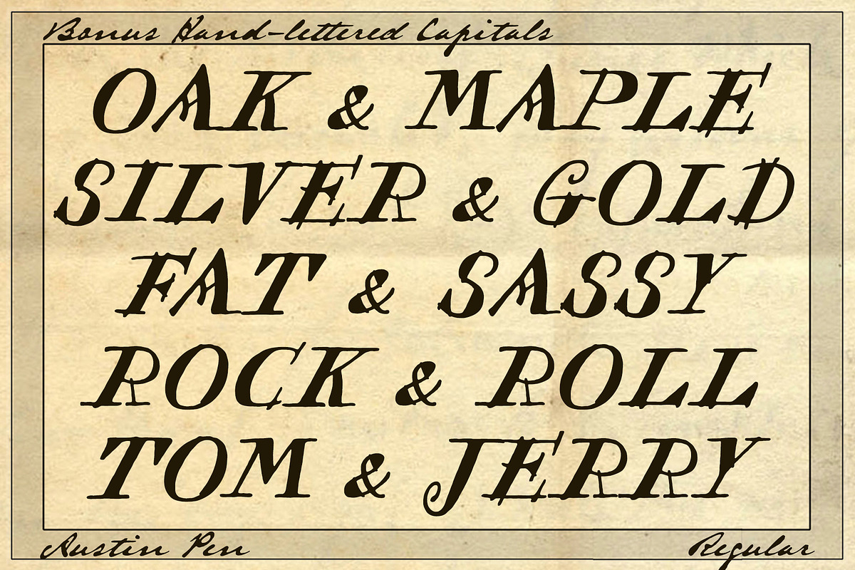 Austin Pen Bold, over-inked quill font preview 5