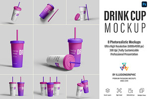 Drink Cup Mockup - 8 Views, a Cups & Container Mockup by Illusiongraphic