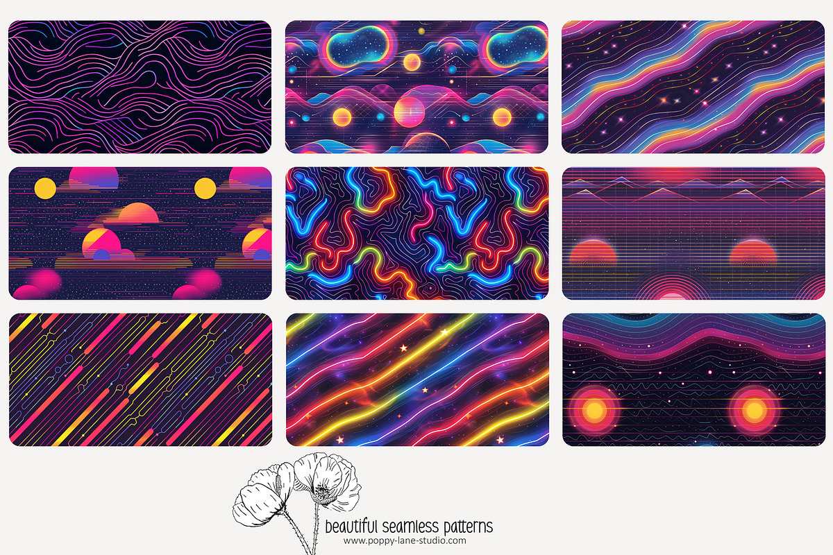 70 neon light seamless pattern, a Pattern Graphic by Poppy Lane Studio (Photo 8 of 10)