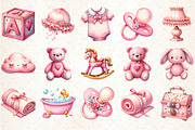 Pink Baby Girl Nursery Clipart, an Illustration by Rose Art (Thumbnail 2 of 9)
