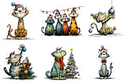 Quirky Cats Clipart, an Illustration by CreationArt (Thumbnail 2 of 5)