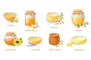 Cartoon honey jars. Honeys mead, a Food Illustration by Stock-Smart-Start