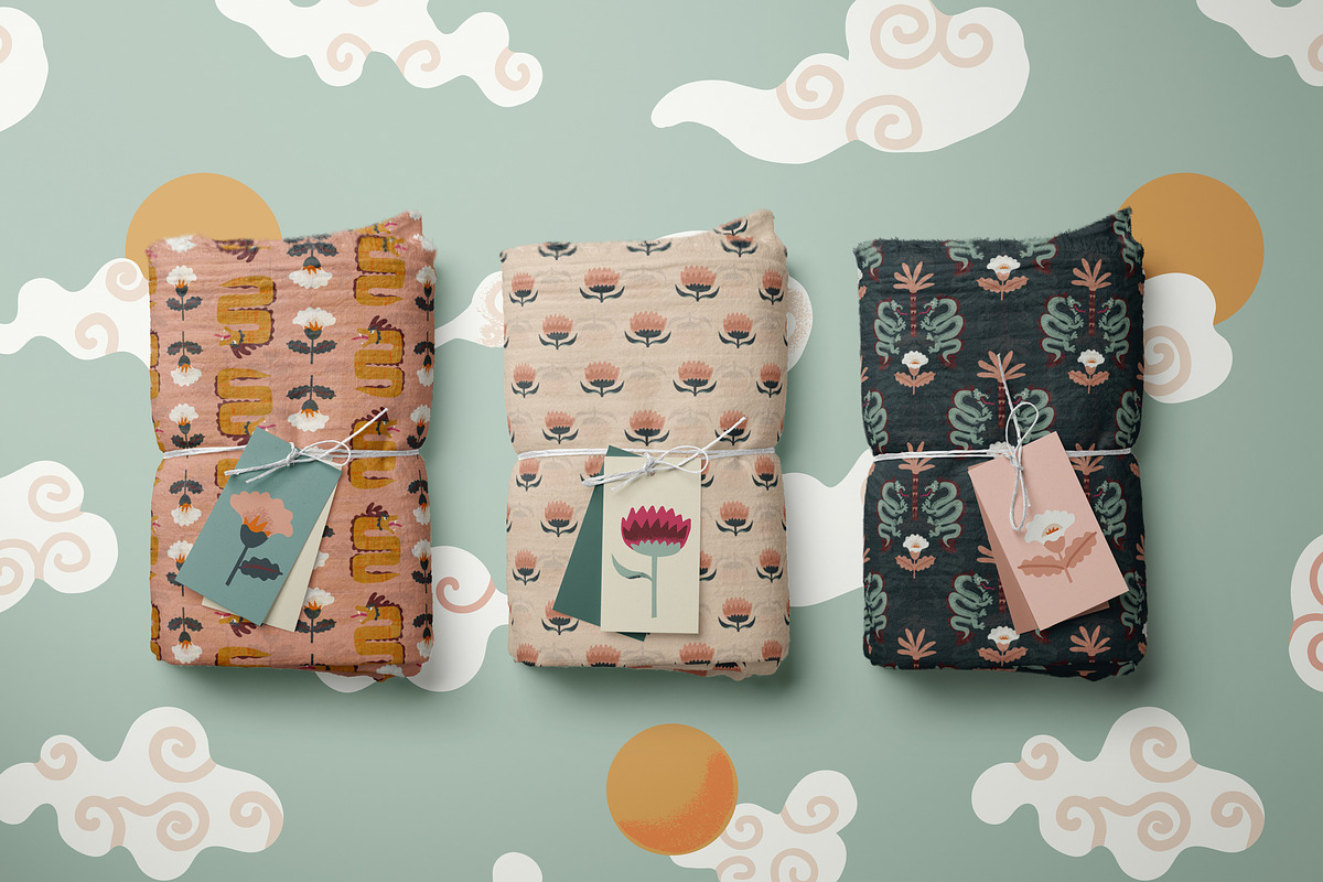 Oriental Folk clipart and patterns, an Animal Illustration by Paper Cherry (Photo 11 of 18)