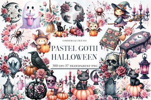 Pastel Goth Halloween clipart, an Illustration by Designworld
