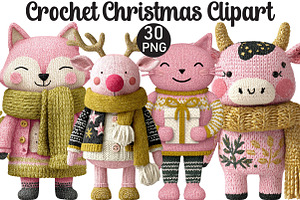 Crochet Christmas Clipart, an Illustration by Black Bird Studio
