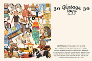 Vintage toys. Hand drawn clipart set, an Illustration by Cocoa studio by Eliza M (Thumbnail 8 of 8)